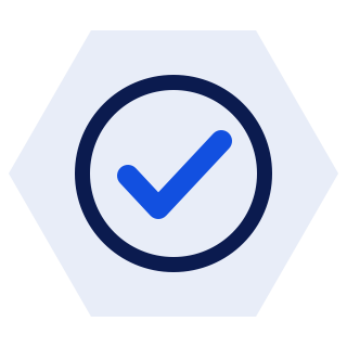 Icono de check: círculo con visto azul